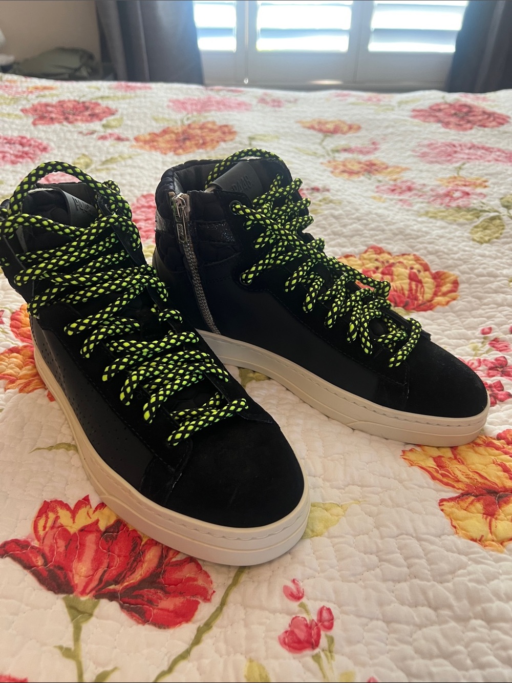 New P448 Neon Lace Zipper Sneakers Shoes